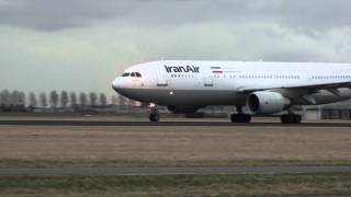 EPIBB  Iran Air Airbus A300 Takeoff Amsterdam Runway 36L  26 February [upl. by Tinaret]