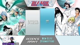 AIZENS ARMY vs NONELITE STERNRITTERS Cour 2 Power Levels  Bleach  ODBS [upl. by Valenta]