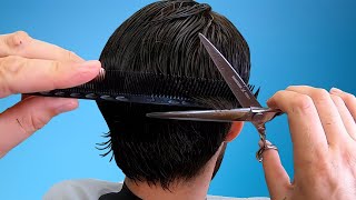 How to cut mens hair with scissors [upl. by Aknahs]