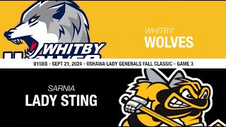 20240921  U15BB  Whitby Wolves vs Sarnia Sting  OFC3 [upl. by Enahpad798]