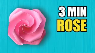 Easy Origami Rose in 3 Minutes FASTEST on YouTube [upl. by Sheffy]