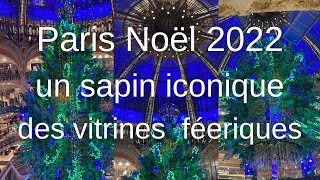 Paris en fêtes sapin Galeries Lafayettevitrines Printemps Haussmann Bon Marché Christmas Time ⤵️➡️ [upl. by Enyallij974]