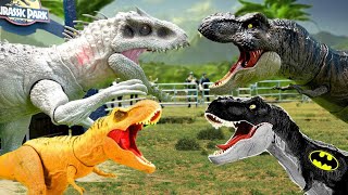 The Territorial Battle Between TRex  Spinosaurus and Batman TRex Spiny dinosaur  Jurassic World [upl. by Natsirk363]