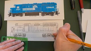 Conrail GP40 3001 Drawing Demonstration Part 4 Andy Fletcher Blomberg B Locomotive Trucks Railroad [upl. by Aiuqes340]