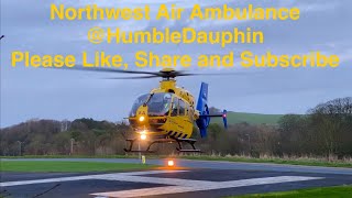 Furness ambulance helicopter engine startup and lift off from the helipad ​⁠ [upl. by Ylle]