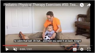 Teaching Early Ball Handling Skills Sitting Pediatric Physical Therapy Exercises 52 [upl. by Aihsenak]