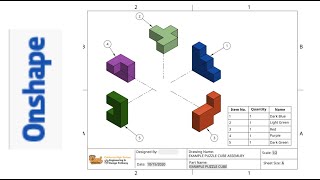 OnShape  Puzzle Cube Exploded Assembly Drawing [upl. by Odlanier]