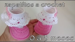 Botines tejidos a crochet para bebe modelo karen 0 a 3 meses [upl. by Emie]