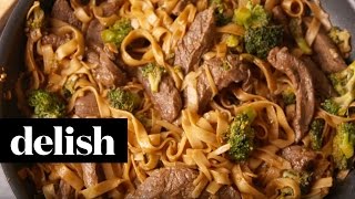 How To Make Beef amp Broccoli Noodles  Delish [upl. by Yrocal]