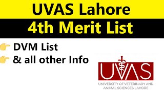 Last Year Merit List of DVM 4th List at University of Veterinary amp Animal Sciences UVAS Lahore [upl. by Doowle32]