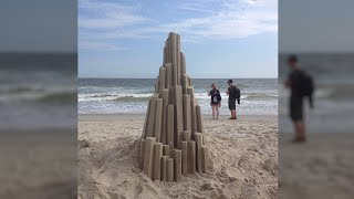 sandcastle builders  beginniners sandcastles on the beach fyp [upl. by Ettezyl]