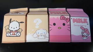 ☕🍰Opening Sanrio Milk Carton blind box 2 ☕🍰DIY Sanrio blind bag tutorial [upl. by Ahsennod]