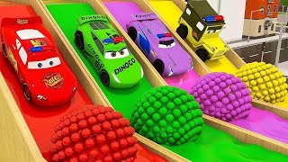 TRANSPORTING PIXAR CARS amp FRUITS WITH COLORED amp JOHN DEERE vs CLAAS vs TRACTORS  BeamNGdrive 1 [upl. by Malaspina]