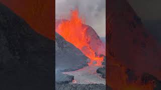 Eruption of the Geldigaladur volcano 03 shorts geldingadalur volcano iceland AventureVolcans [upl. by Kam308]