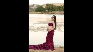 Maternity photoshoot with our Elegant Shimmering Wine Sequin Maternity Dress [upl. by Jeffery]