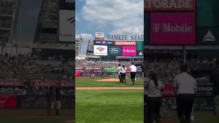 Hideki Matsui throws out the first pitch ⚾ via YankeesX [upl. by Eylrac]