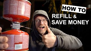 REFILL Camping Gas and SAVE MONEY with CHEAP ADAPTER  How to Refill Gas Canisters [upl. by Bander]