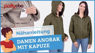 Lässige Anorakjacke für den Übergang nähen 🤩 Kapuze Reißverschluss amp Taschen mit quotGeheimfachquot [upl. by Roberto]