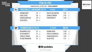 Penwortham CC 1st XI v Preston CC Lancashire 1st XI [upl. by Anivlac]