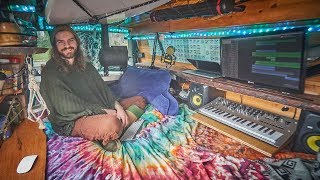 3 years in a Astro Van Conversion Camper tour with Music Studio and Wood Stove Solo VanLife [upl. by Erasmus]