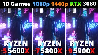 Ryzen 5 5600X vs Ryzen 7 5800X vs Ryzen 9 5900X  Performance Comparison 10 Games 1080p and 1440p [upl. by Rochelle]