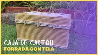 Caja de cartón forrada con tela  Caja ordenación [upl. by Litnahc]