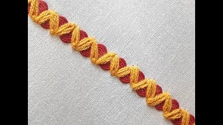 Hand Embroidery Rick rack chain stitch  Rick Rack stitch tutorial [upl. by Gona]