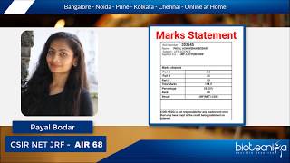 Payal Bodar CSIR NET JRF Rank 68 reviews Biotecnika coaching amp Shares her detailed Experience [upl. by Mandell]