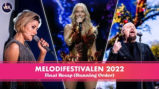 Melodifestivalen 2022  Final Recap ᴴᴰ Running Order [upl. by Drus695]