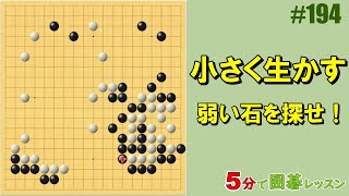 【小さく生かす～弱い石を探せ！】５分で囲碁レッスン 194 [upl. by Hoeve711]