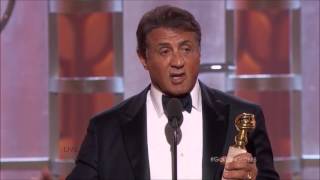 Extended Tearful Sylvester Stallone Wins FirstEver Golden Globe for CREED [upl. by Caia419]