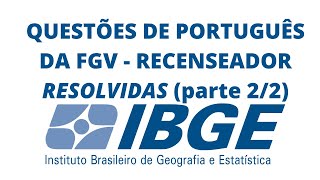 Questões resolvidas de Português para Recenseador IBGE  prova da FGV parte 22 [upl. by How]