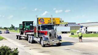 Classic Big Rigs Leaving Iowa80 Truckers Jamboree Part 2 [upl. by Sidnarb]