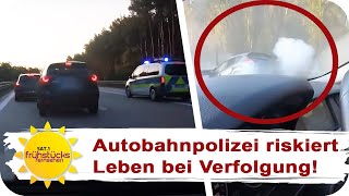 Verfolgungsjagd mit 200kmh Autounfall auf der Autobahn  SAT1 Frühstücksfernsehen [upl. by Nytsirhc448]