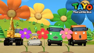 NEW Strong Heavy Vehicles and the giant flowers l Tayo Heavy Vehicles Song l Tayo the Little Bus [upl. by Sirmons]