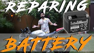 Repairing Bike Battery  Recharging Bike Battery  How repair battery repairbattery battery [upl. by Aicelaf117]