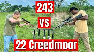 22 Creedmoor vs 243 Barrier Test Wood Sand Steel [upl. by Anthiathia]