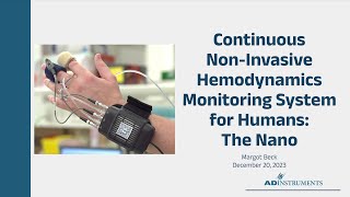 Continuous NonInvasive Hemodynamics Monitoring System for Humans The Nano [upl. by Airotciv551]