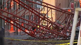 Watch New video of NYC crane collapse [upl. by Ronyar997]