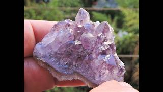 Amethyst crystals cluster mineral specimen from the Madan ore field in Bulgaria [upl. by Mallin]