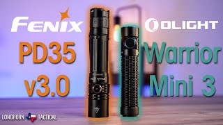 Fenix VS Olight  PD35 v30 or Warrior Mini 3 [upl. by Niles]