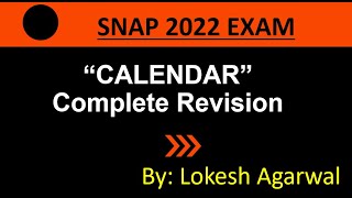 Calendars  Complete Revision  Reasoning  Lokesh Agarwal SNAP NMAT TISS CMAT MAHCET amp MAT [upl. by Towrey]