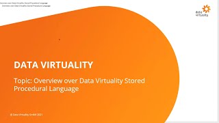 Data Virtuality Masterclass Stored Procedure [upl. by Zilber]