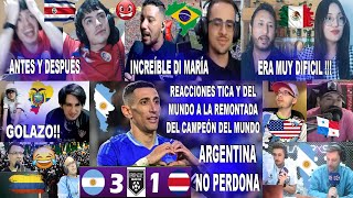 MEJORES REACCIONES DEL MUNDO A LA REMONTADA DE ARGENTINA 31 COSTA RICA CON SHOW DE DI MARÍA [upl. by Kobi]