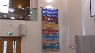 Colourful Applique Banner Orangefield Presbyterian Church Belfast [upl. by Anyer]