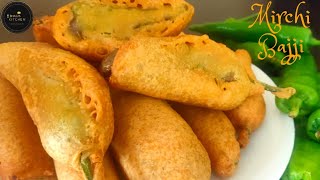 Yummy Street style Mirchi Bajji recipe Mirapakaya bajji recipe bhagis kitchen [upl. by Ruperto411]