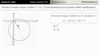 Zad 63 Równanie okręgu trening do matury [upl. by Ainit]