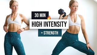 30 MIN Full Body Sweaty STRENGTH and CARDIO HIIT Workout  With Weights Home Workout No Repeats [upl. by Ahsilef332]