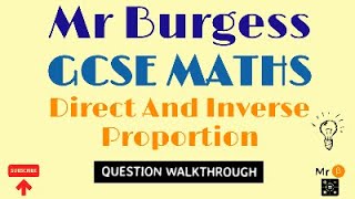 GCSE Maths  Direct and Inverse Proportion [upl. by Talley]