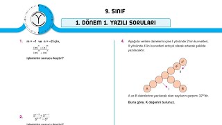 9SINIF 1DÖNEM 1YAZILI ORİJİNAL YAYINLARI MATEMATİK SORU ÇÖZÜMLERİ PDF [upl. by Enineg]